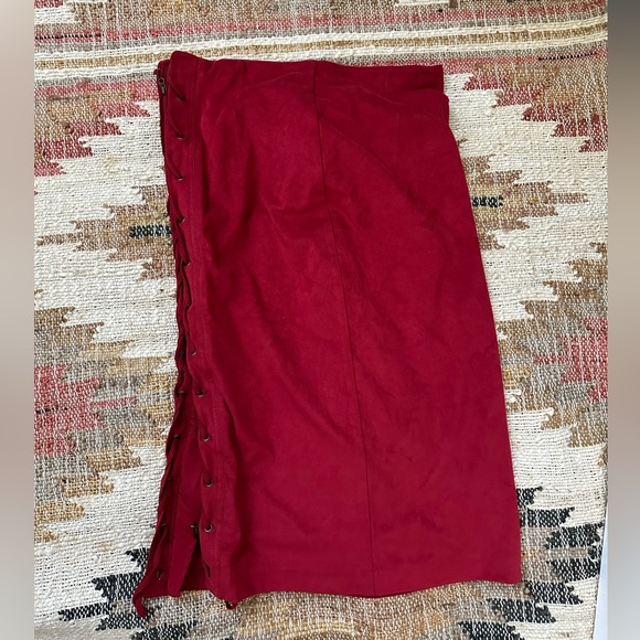 Vintage Red Lace-Up Skirt - Picture 1 of 3